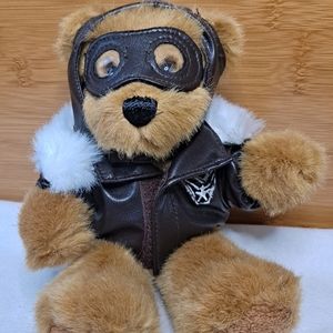 Aurora 9" Plush Airplane Pilot Teddy Bear Removable Jacket & Googles Smithsonian